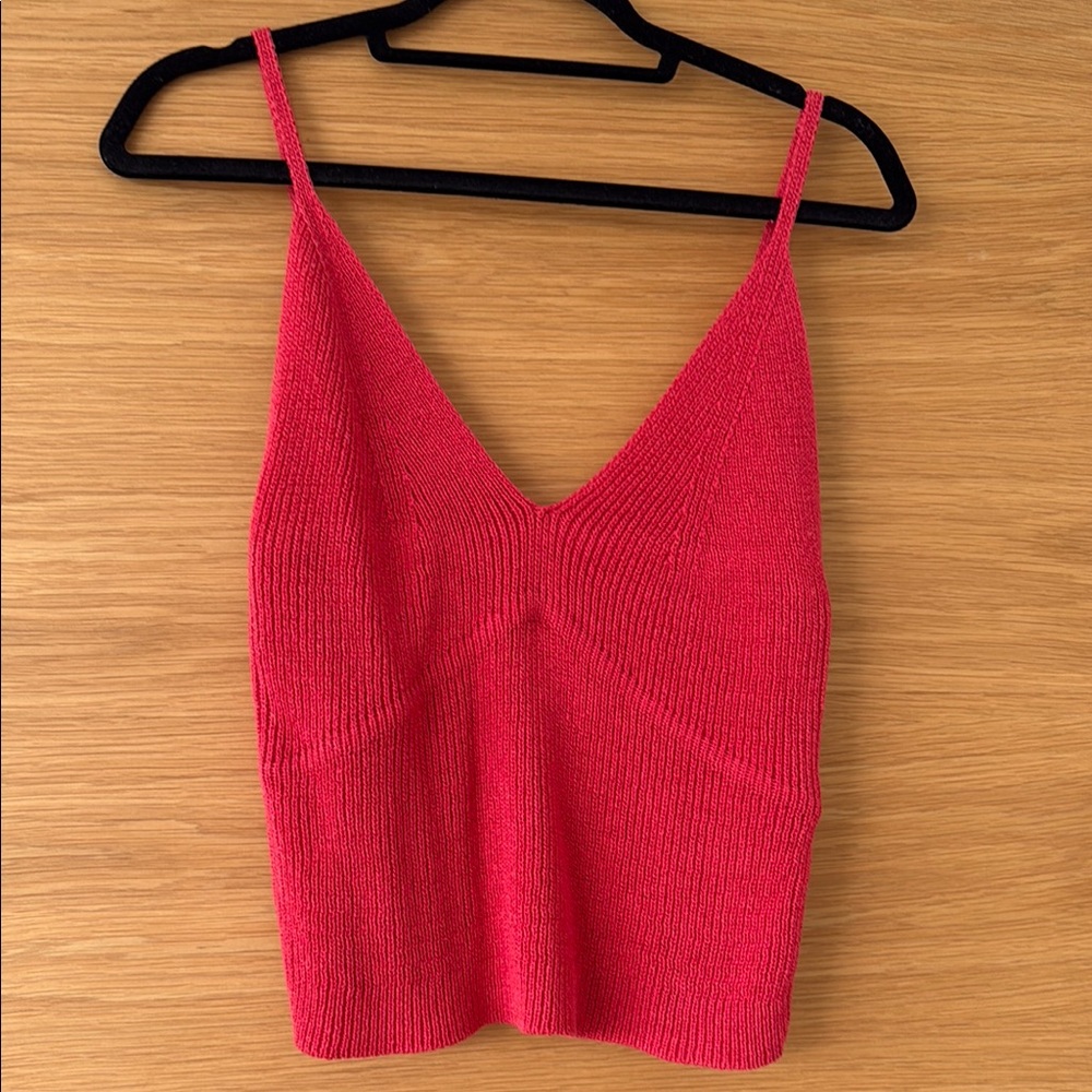 Zara Red Ribbed Bustier Camisole